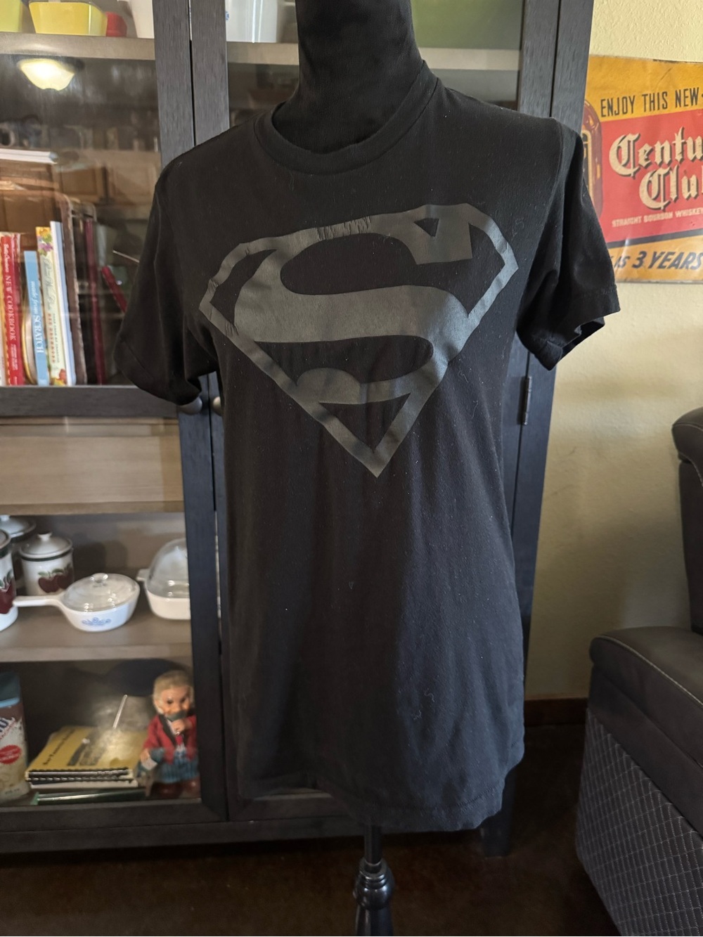 DC Comics Black Superman Logo Short Sleeve Tee